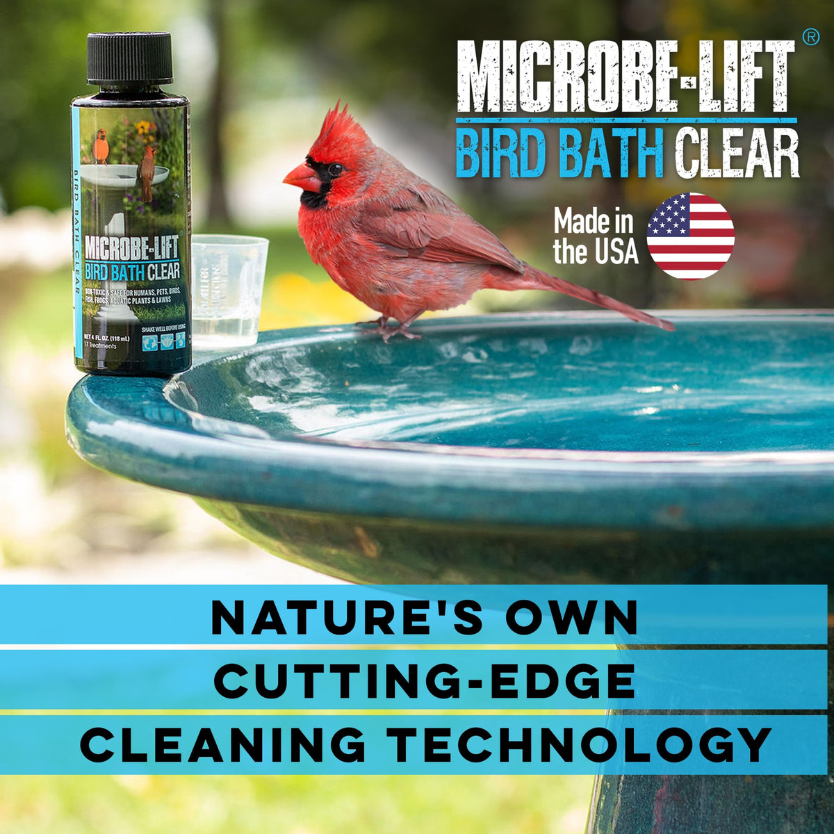 Microbe-Lift Bird Bath Water Clarity shows reduced mineral buildup and clearer surfaces.