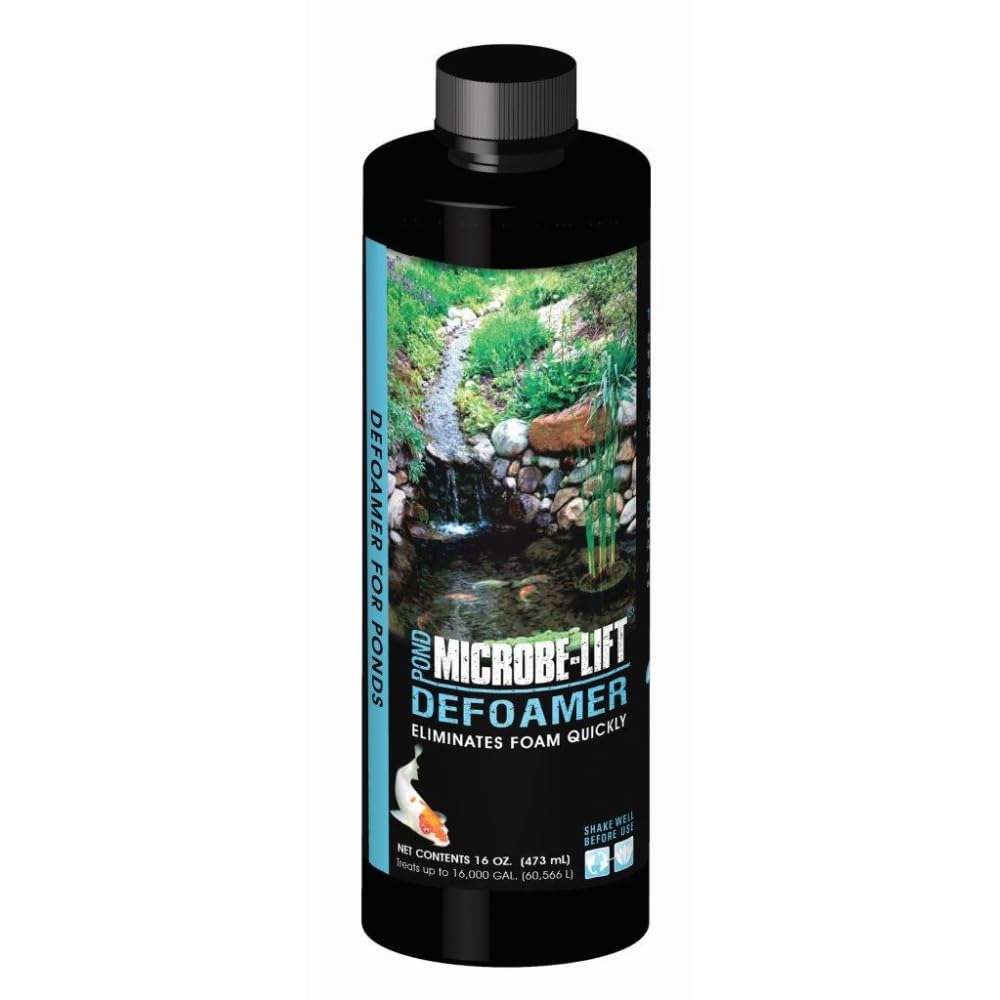 Microbe Lift Dfoam16 pond defoamer reduces surface foam instantly for ponds and fountains.
