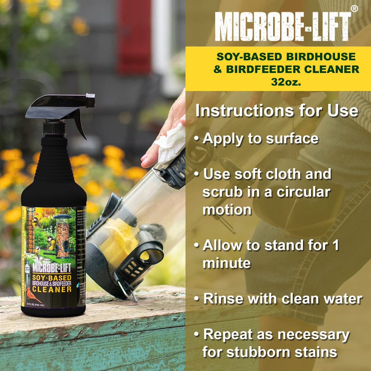 Microbe-Lift non-toxic bird-safe cleaner protects birds while cleaning surfaces.