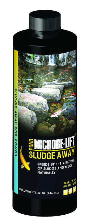 MICROBE-LIFT Sludge-Away bottle pour reduces pond sludge for clearer water.
