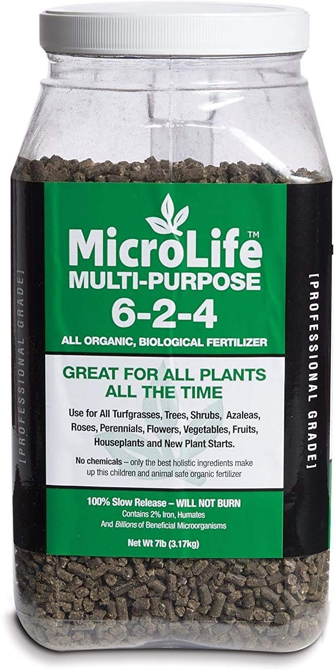 MicroLife SJES Multi-Purpose 6-2-4 fertilizer bag boosts soil health and root growth.