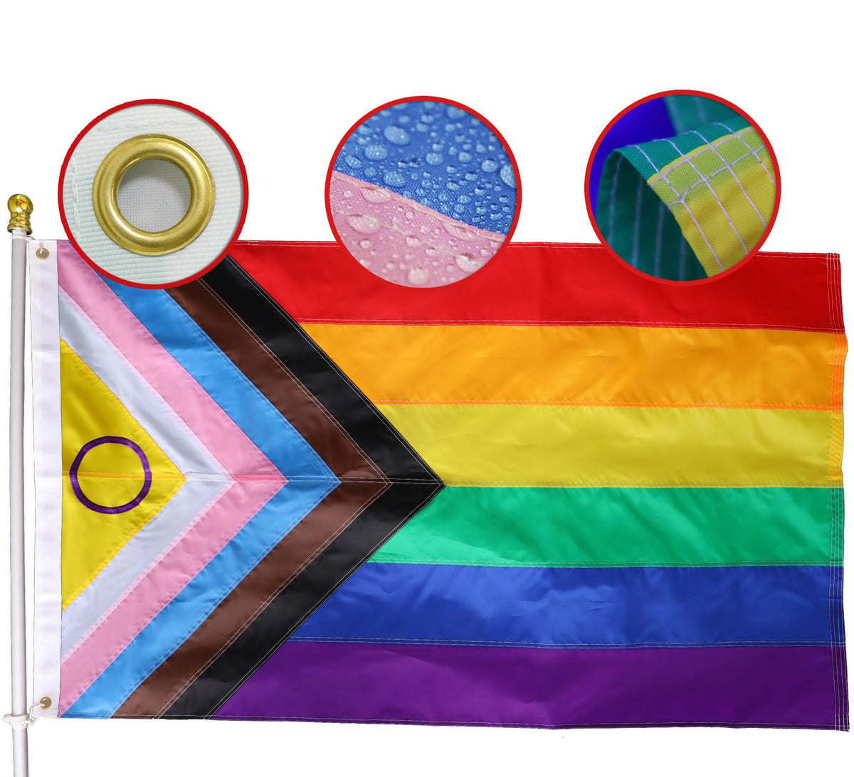 MIDLE Progress Flag 3x5 outdoor sewn stripes enhances durability in windy conditions.