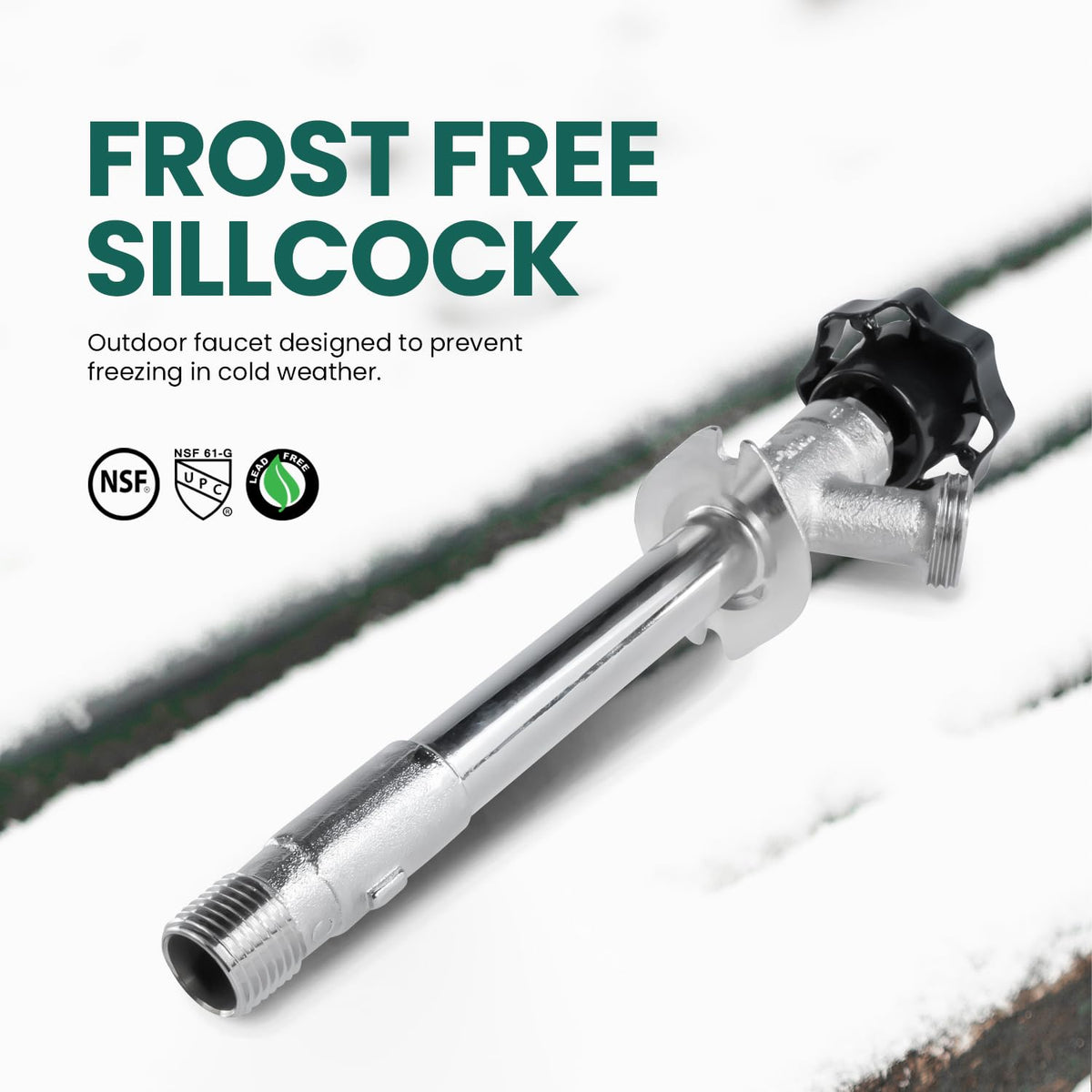 Midline Valve chrome-plated brass body close-up highlights durability outdoors.