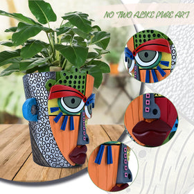 Midogaigai bohemian face pot showcases artistic design for modern interiors.