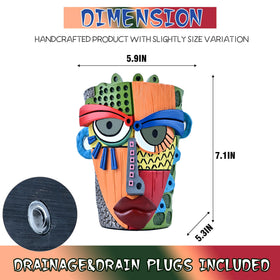 Midogaigai abstract-face-pot top handles design adds easy carrying