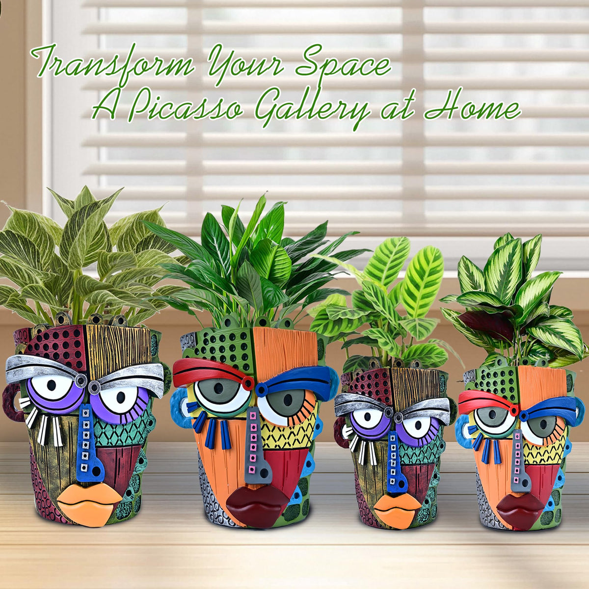 Midogaigai gift-ready abstract face pot is a unique plant gift.