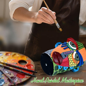 Midogaigai vibrant palette face pot brightens patios and desks.