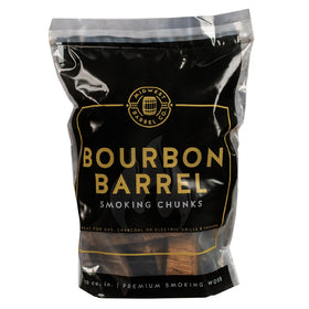Midwest Barrel Co. bag of bourbon barrel wood chunks ready for long, flavorful smoking sessions.