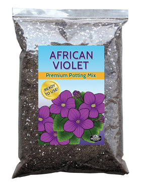 Midwest Hearth African Violet Soil Mix bag for ready-to-use planting and healthy growth.