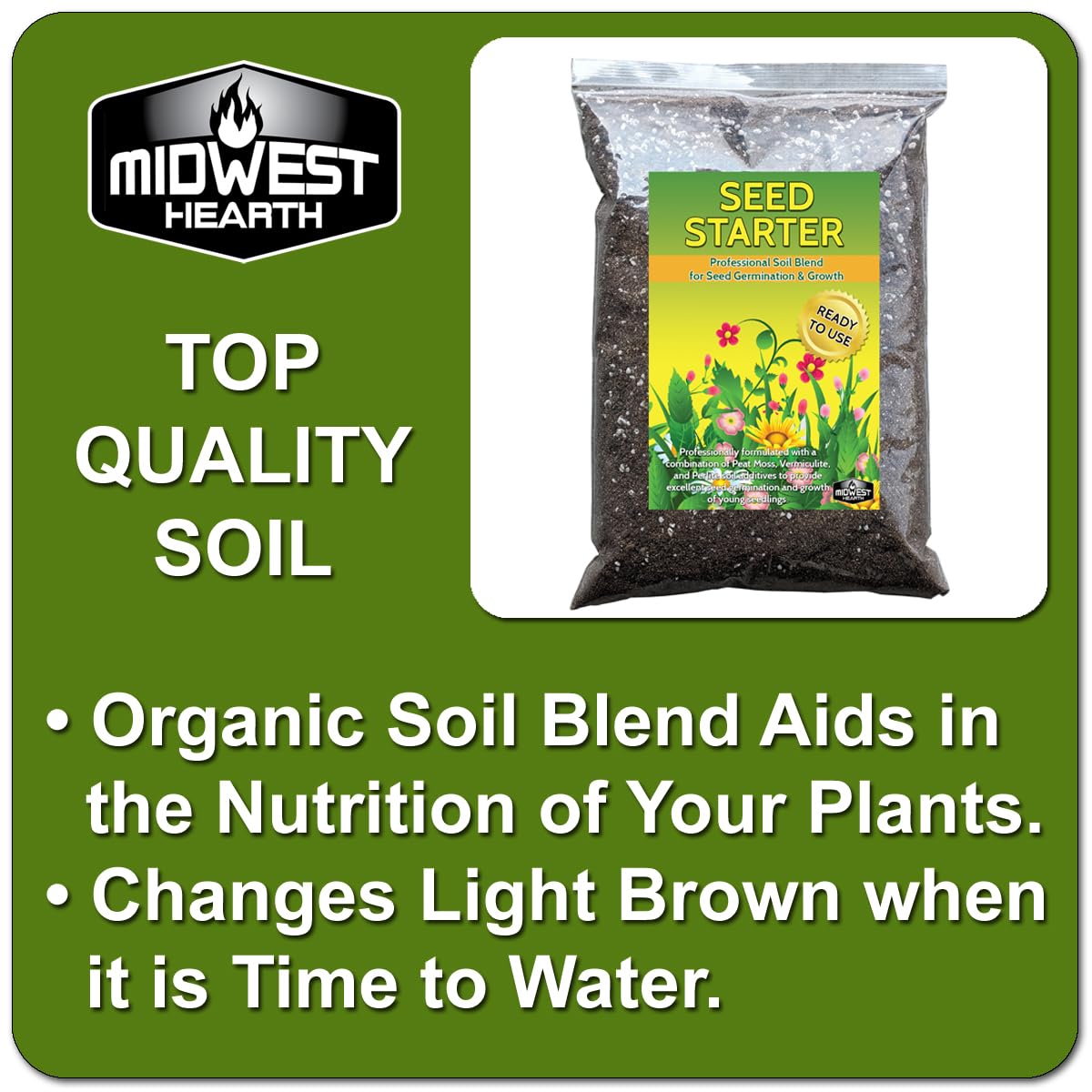 Midwest Hearth pH-balanced seed starter for diverse plant types