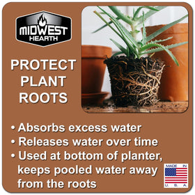 Midwest Hearth Red Lava Rocks in a pot setup for moisture management.