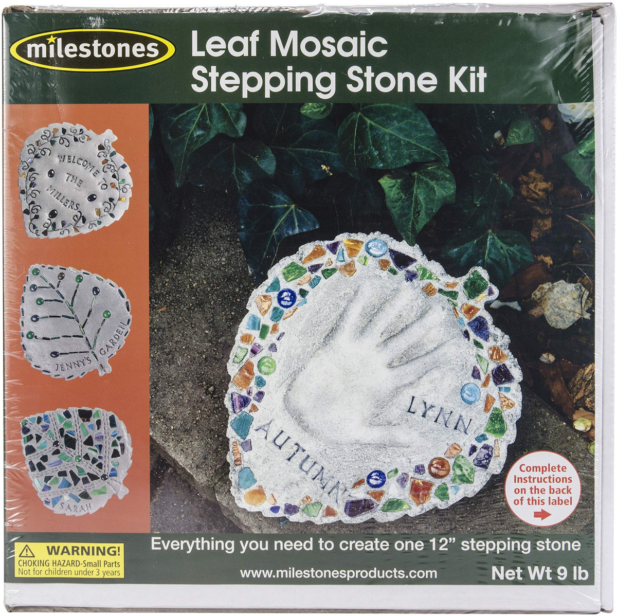 Midwest Products mosaic leaf stepping stone kit showcases vibrant earth tones for outdoor decor.