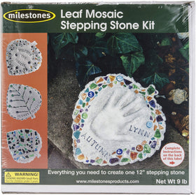 Midwest Products mosaic leaf stepping stone kit showcases vibrant earth tones for outdoor decor.