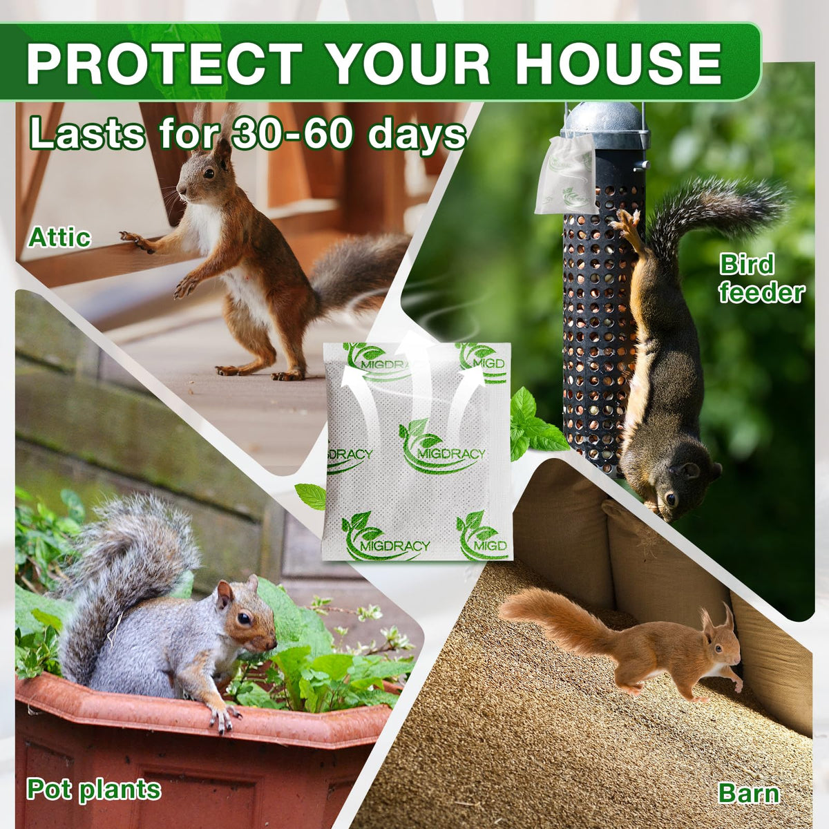 Migdracy Outdoor Use garden scene with pouches protecting flower beds