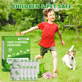 Migdracy pest control pouches placed in garage for safe pest deterrence.