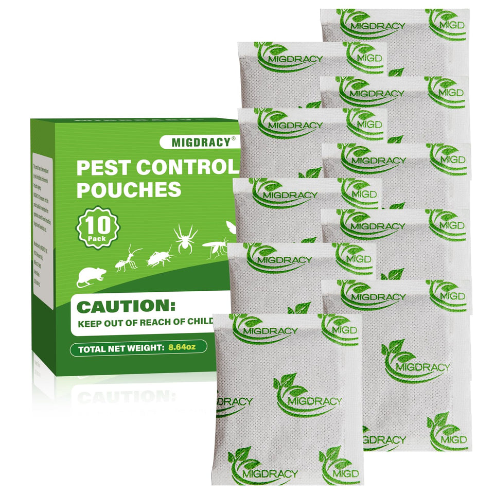 Migdracy Pest Control Pouches packaging designed for indoor use.
