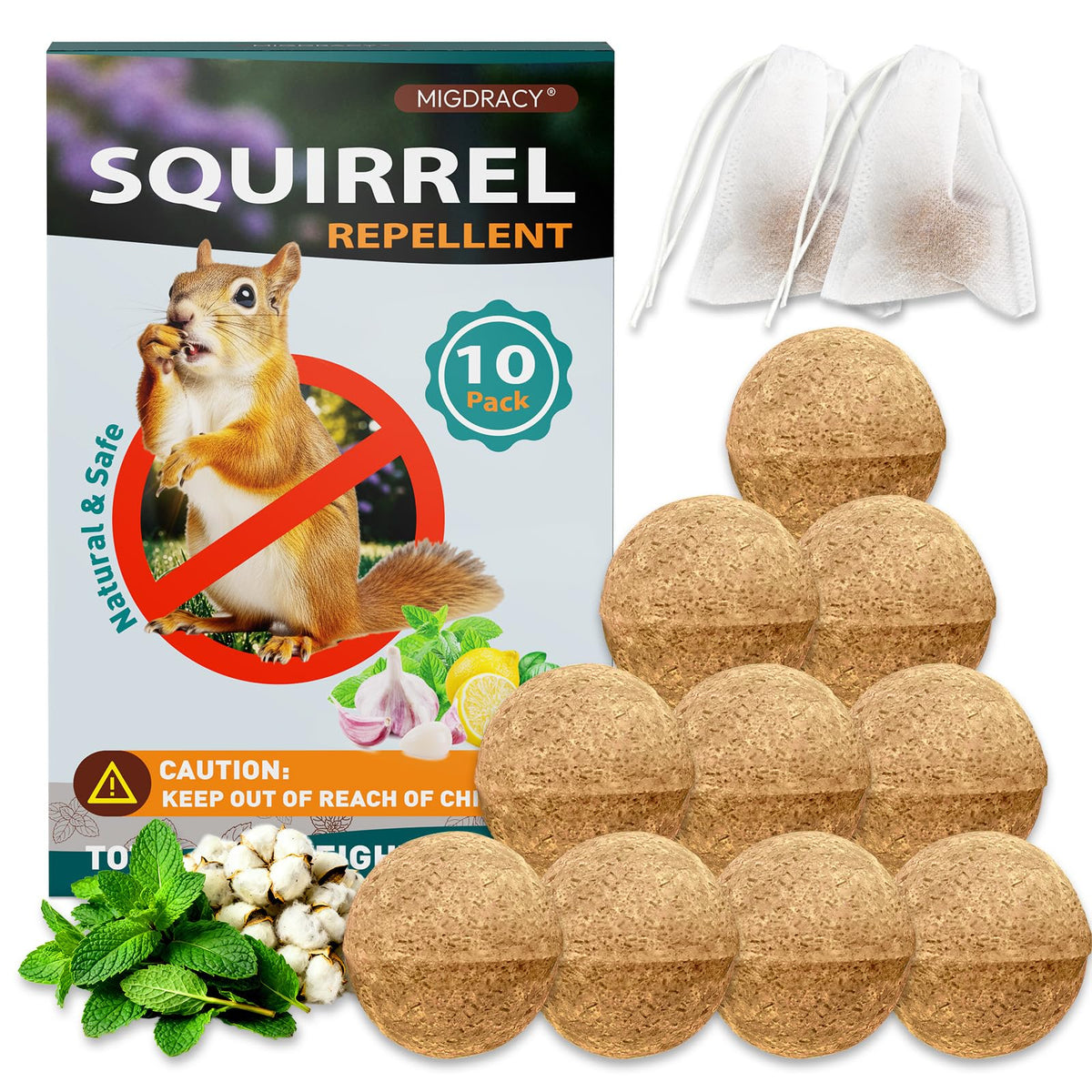 Migdracy Squirrel Repellent Balls packaging for easy setup and mess-free use