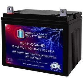 Mighty Max Battery ML-U1-CCAHR 12V front view ready for mower starts