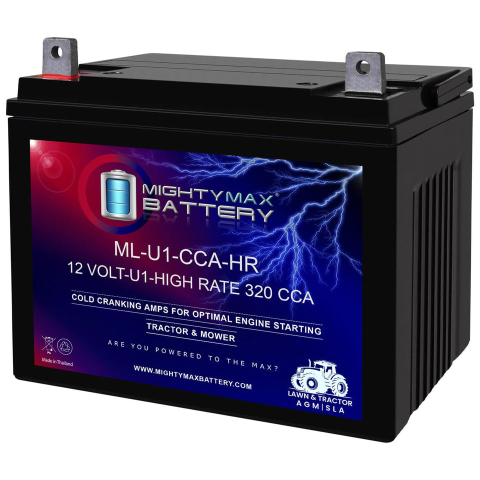 Mighty Max Battery ML-U1-CCAHR 12V front view ready for mower starts