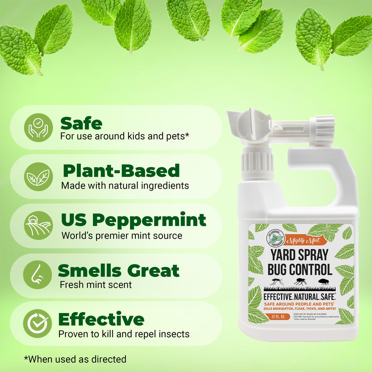 Mighty Mint hose nozzle attached for easy spraying