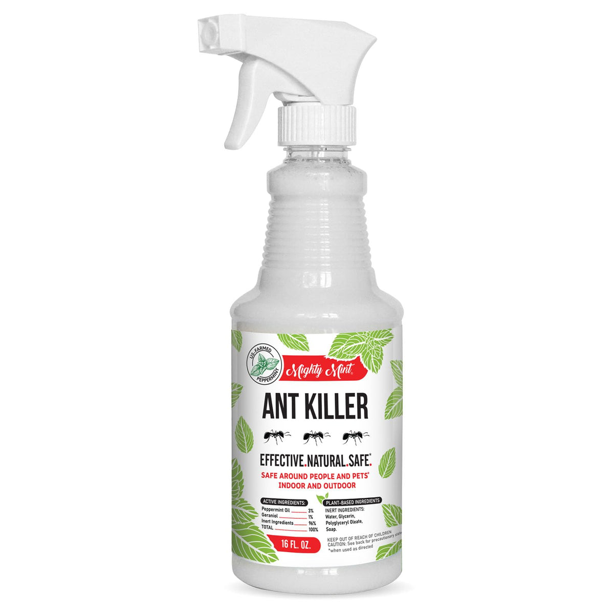 Mighty Mint Peppermint Oil Ant Killer Spray bottle front showcasing pet-friendly protection