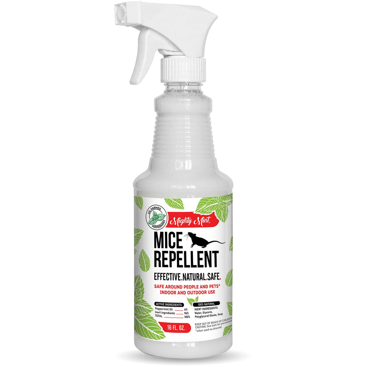 Mighty Mint peppermint spray applied in living room to deter mice naturally