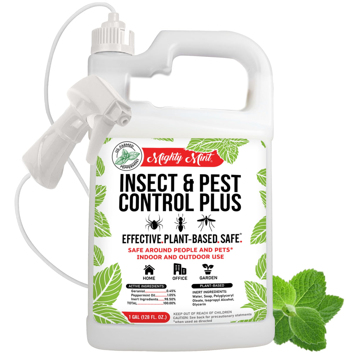 Mighty Mint peppermint oil spray bottle for versatile indoor pest protection.