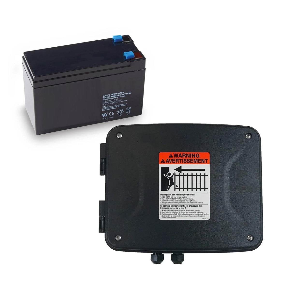 Mighty Mule MMB200 enclosure front view for secure outdoor mounting.