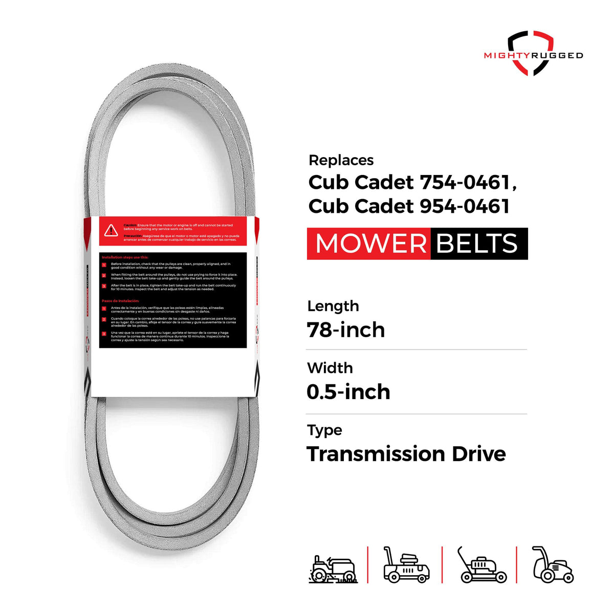 MightyRugged aramid-cord belt in-use demonstrates reliable Cub Cadet compatibility.