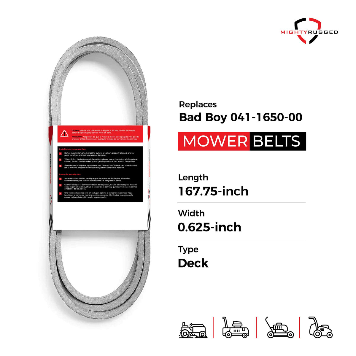 MightyRugged aramid-cord belt adds durability against wear and heat.
