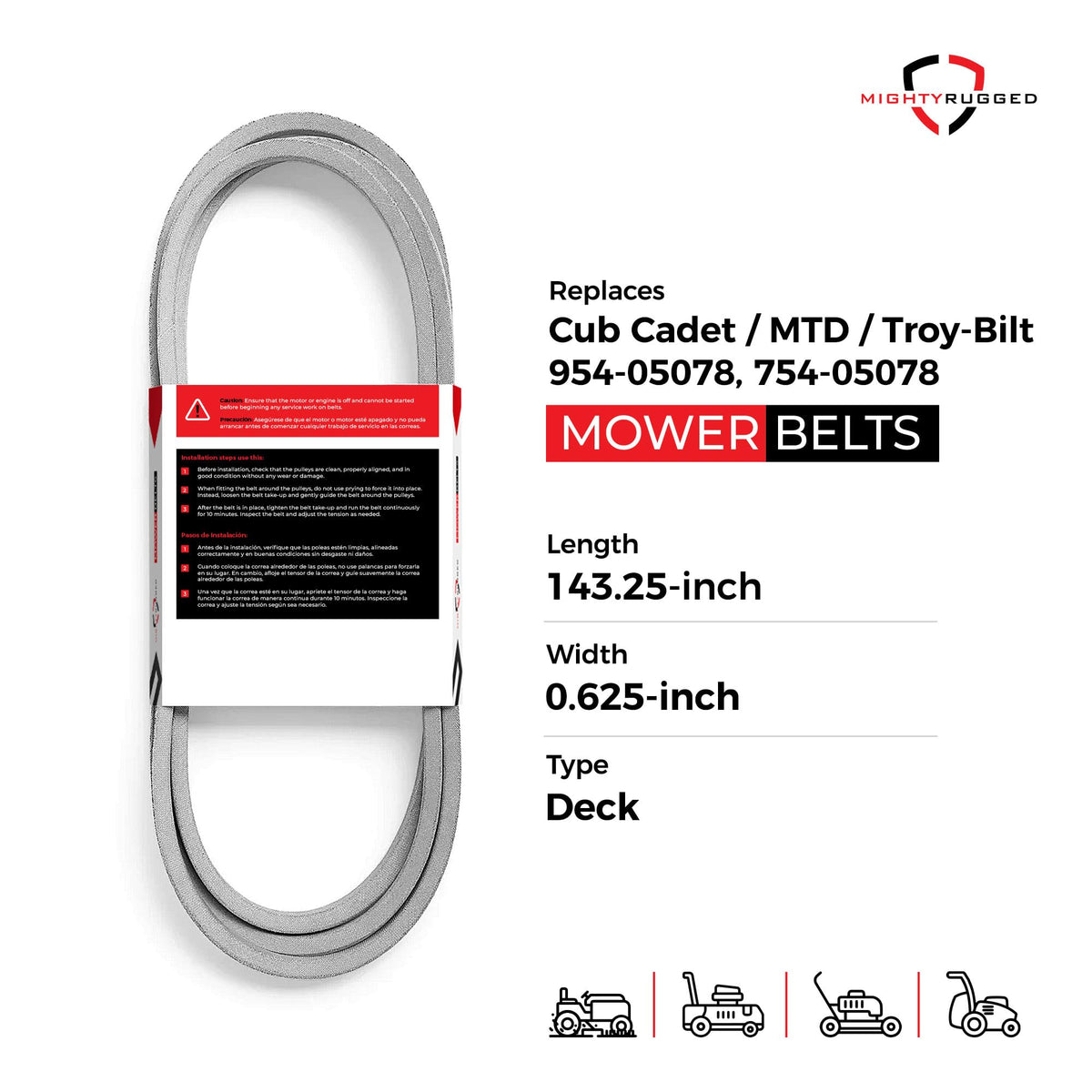 MightyRugged belt 954-05078-compatibility simplifies replacement and OEM fit.
