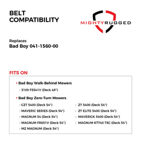 MightyRugged belt installed on Bad Boy for smooth operation.