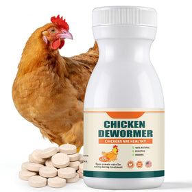 Miguelina Dewormer bottle closeup showing easy poultry dosing.