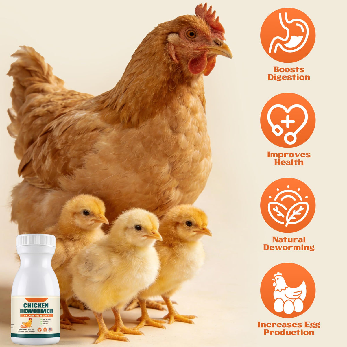 Miguelina Dewormer tablets closeup for daily feed or water administration.