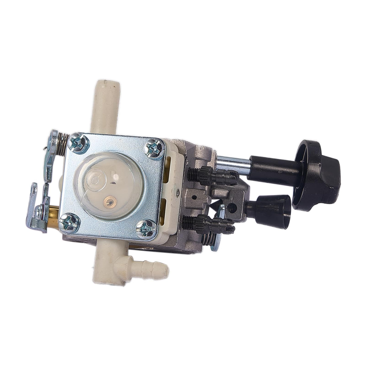 Spark plug and fuel line included in the Mikatesi kit for clean fuel flow.