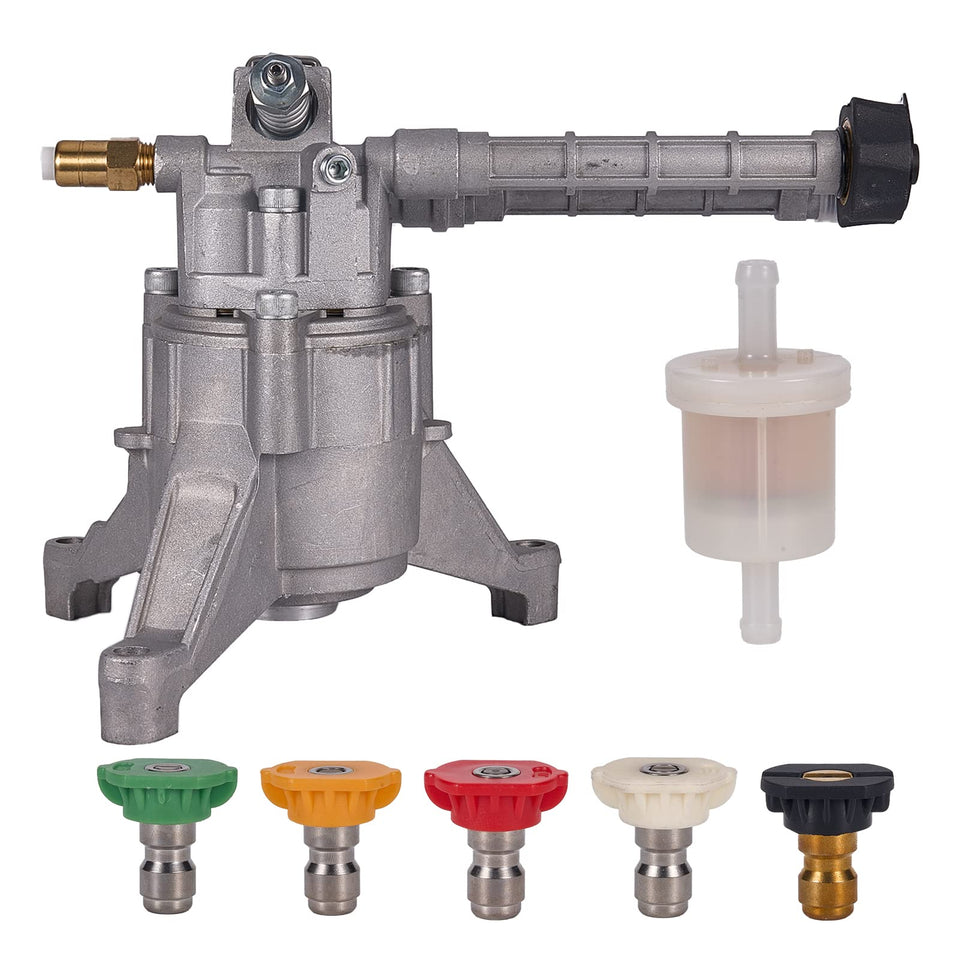 Mikatesi vertical pump with 7/8\" shaft ready for high‑pressure cleaning.