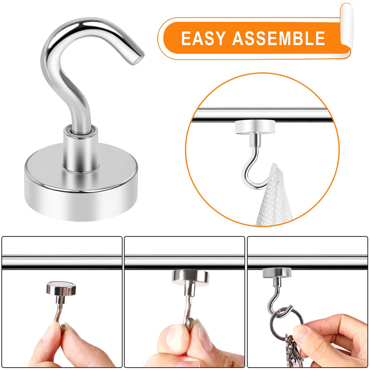 MIKEDE magnetic hook demonstrating easy installation and removal