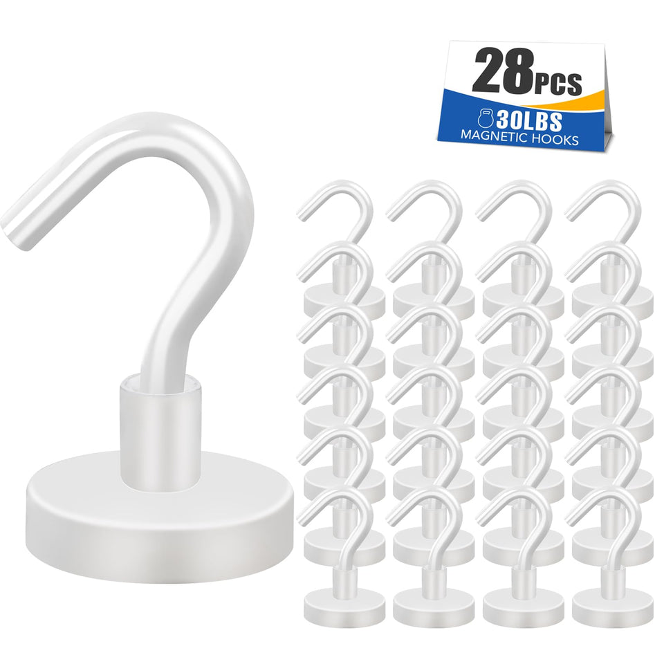 MIKEDE magnetic hook on fridge door for organizing groceries and utensils.