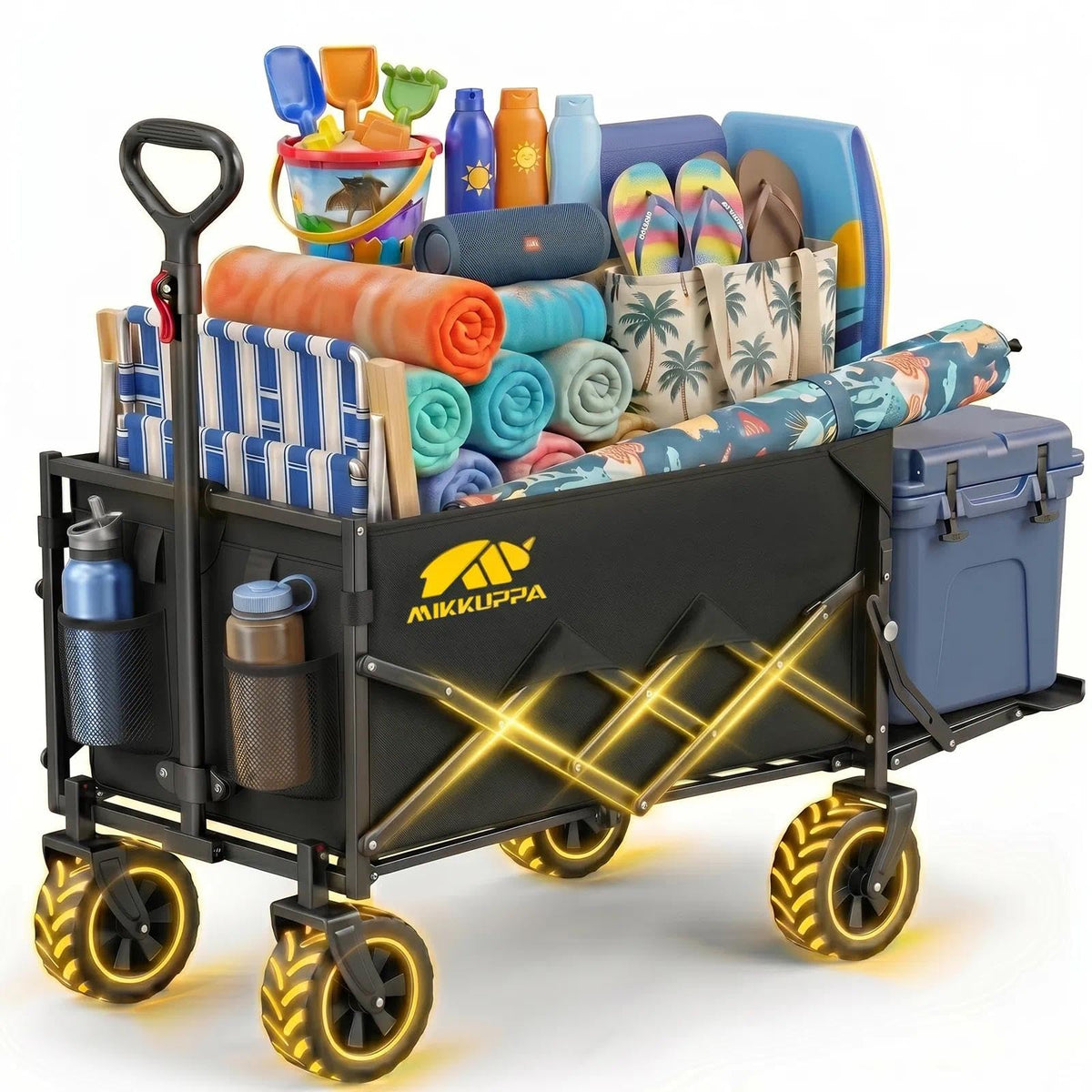MIKKUPPA collapsible wagon with four tires for versatile transport.