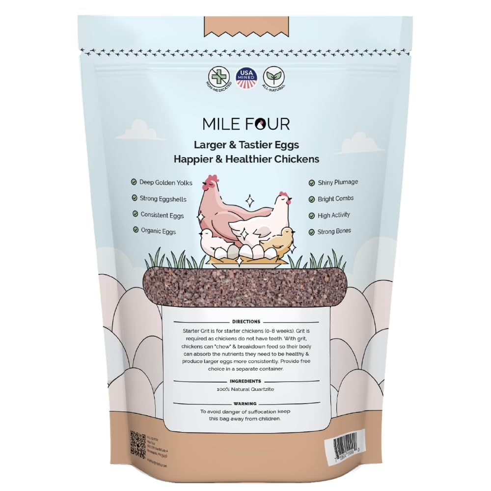 Mile Four Chick Grit Layer Grower bag for 8+ weeks aids nutrient absorption
