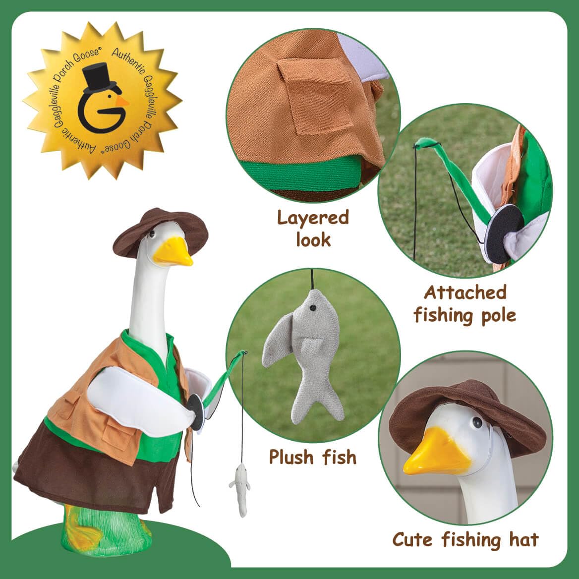 Fishing pole with plush fish adds playful detail.