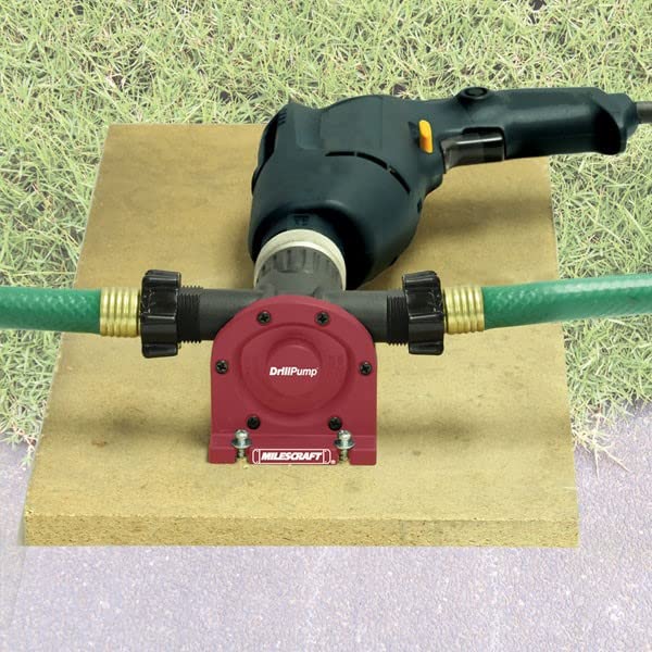 Milescraft DrillPump750 hose connection with garden hose for versatile use