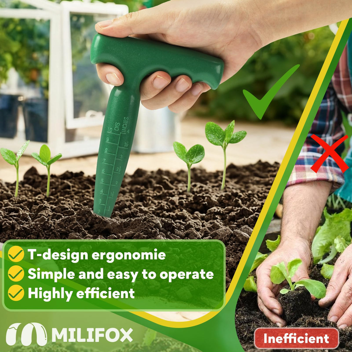 Bulb planter digging tip ideal for bulbs and seedlings.