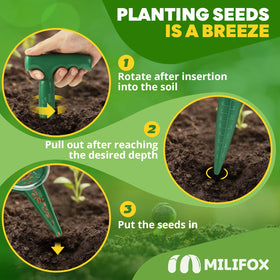 T-shaped bulb planter design offers comfortable control during use.