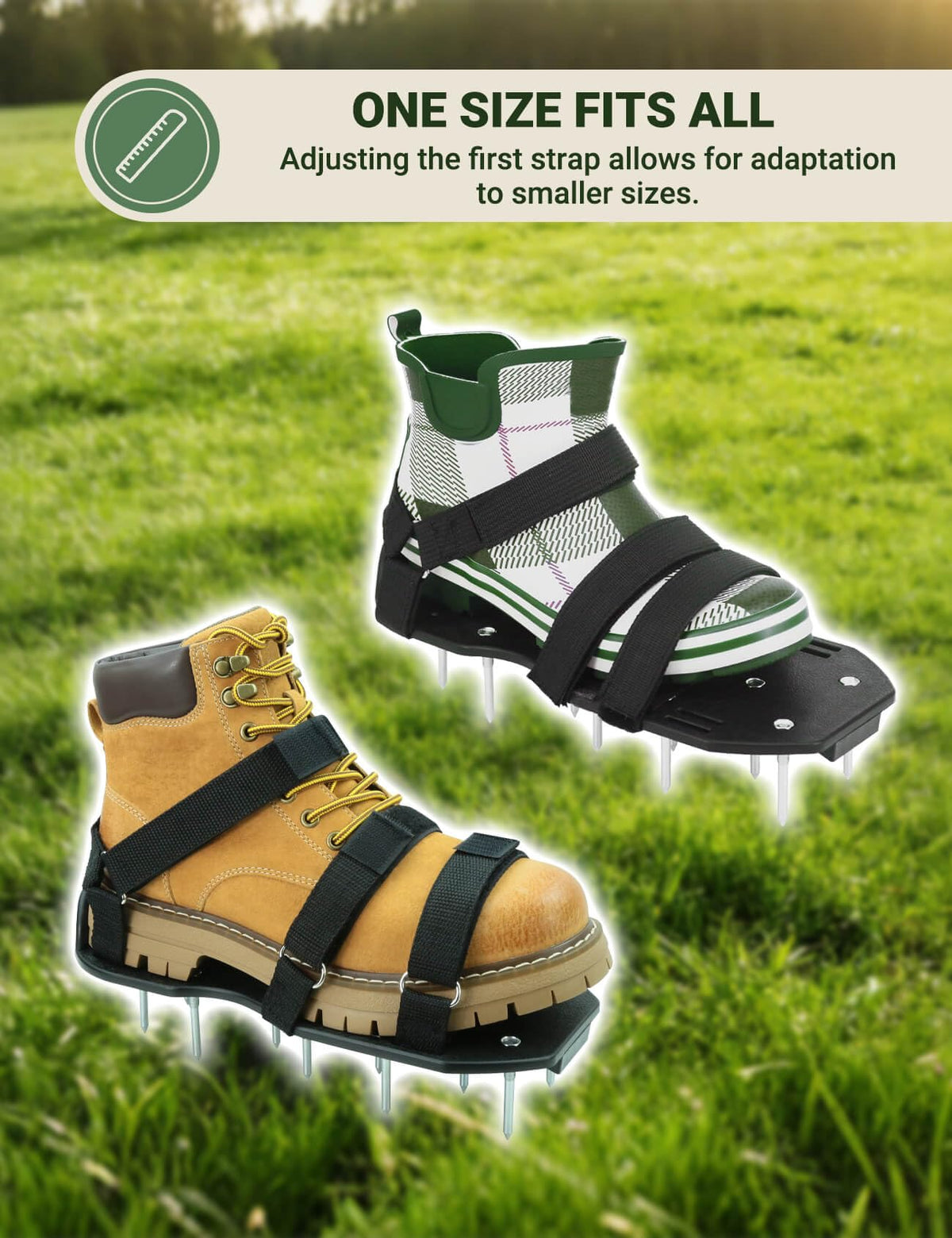 MILLUXXi anti-slip pad helps prevent slips on wet grass for safer aeration.