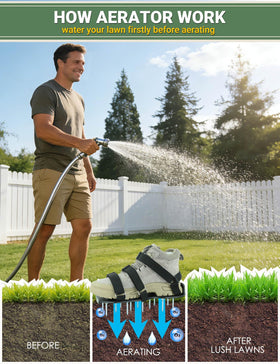 MILLUXXi heavy-duty spikes per sandal penetrate compact soil for deeper watering and nutrients.