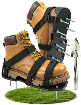 MILLUXXi lawn aerator shoes dual strap ensures secure fit for precise lawn aeration.