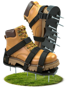 MILLUXXi Lawn Aerator Shoes with dual straps ensure secure fit for lawn aeration.