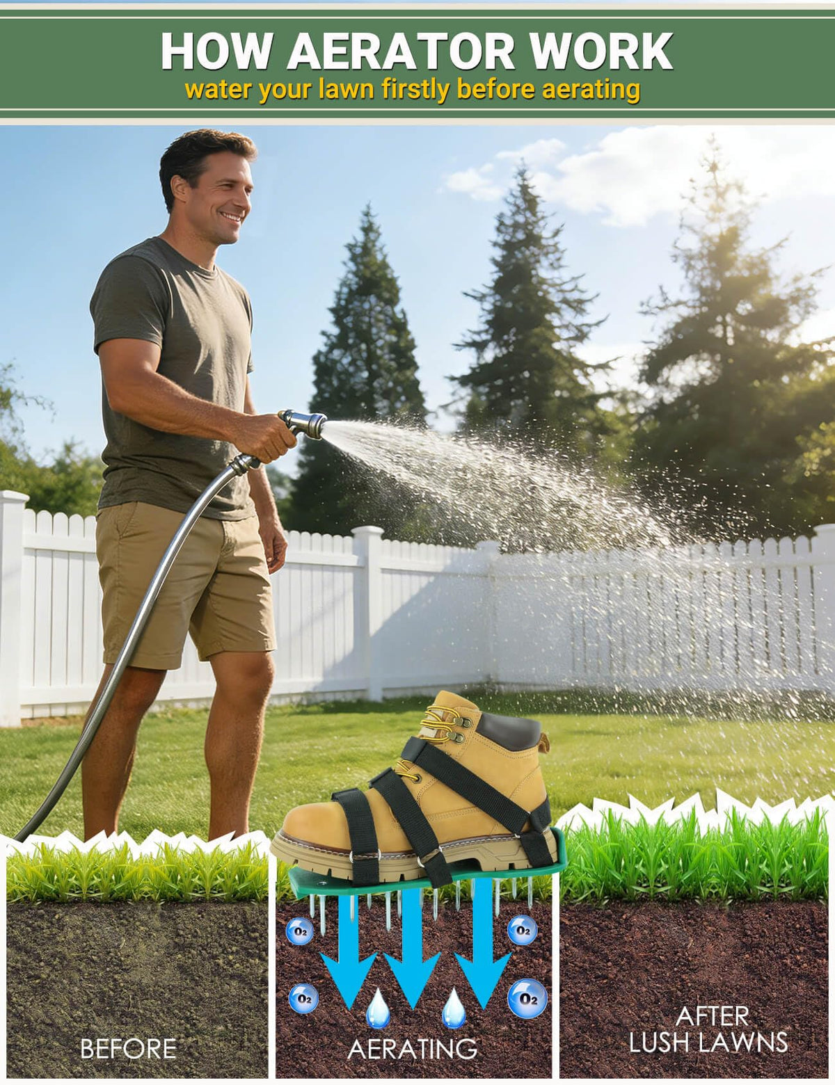 MILLUXXi lawn aerator shoes top view showcases adjustable straps fitting most sneakers.