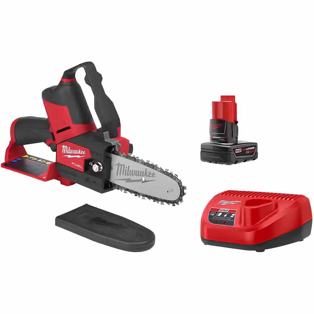 Milwaukee M12 Fuel Hatchet 6-In Pruning Saw Kit in use for precise pruning
